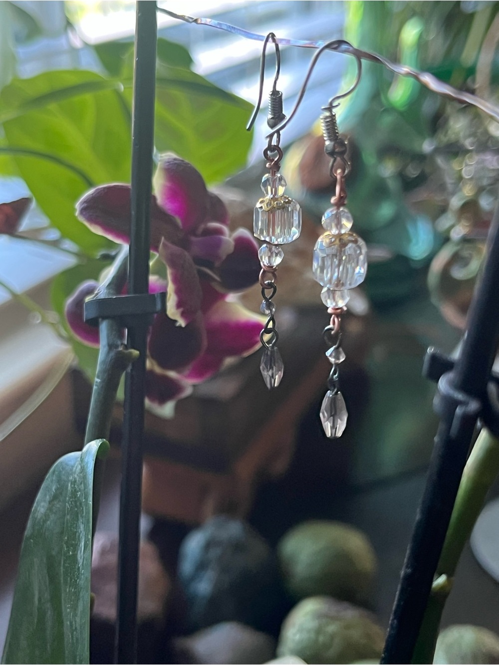Clear Crystal Drop Dangle Earrings - Sparkling Clear Beads